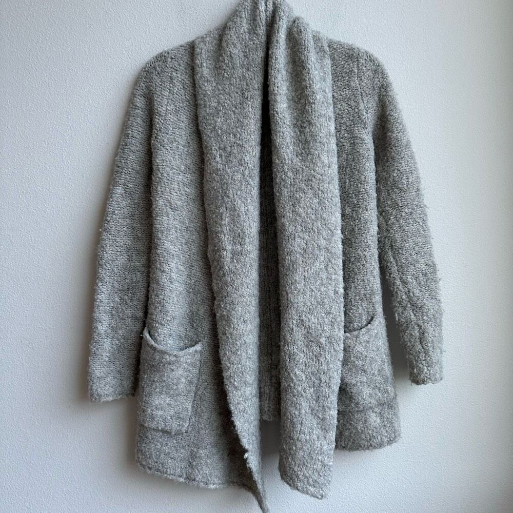 Aritzia Babaton Wool Alpaca Marled Chunky Cozy Open Cardigan Size XXS/XS Gray